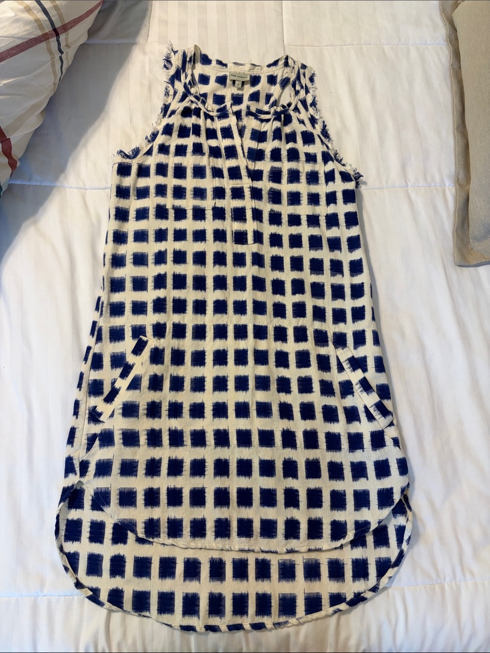 Anthropology- The Odell’s- sleeveless Blue & White Check Shift Dress